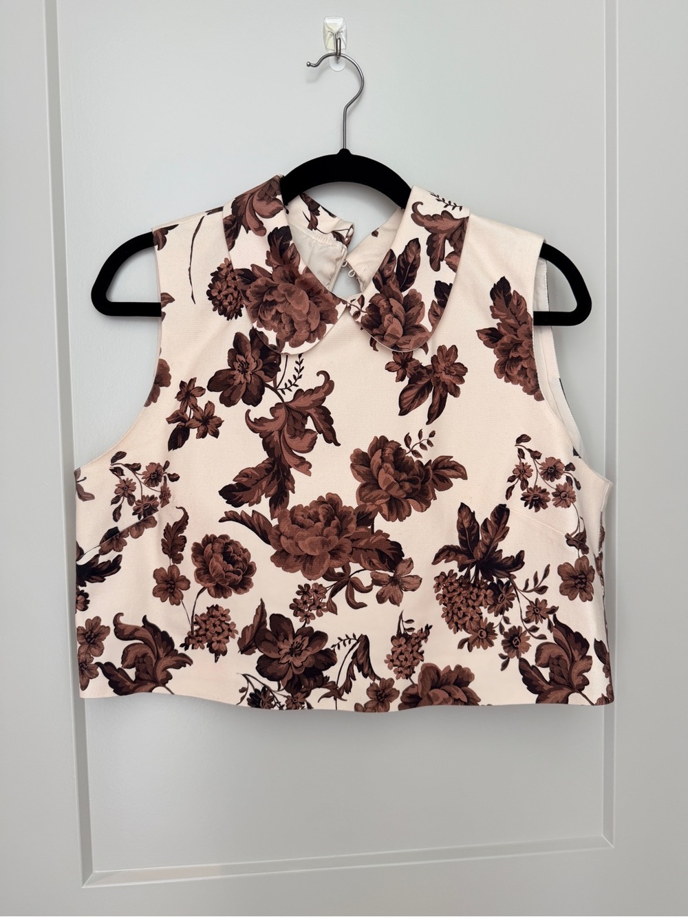 ANTONIO MELANI Cream Sleeveless Top with Brown Floral Print
